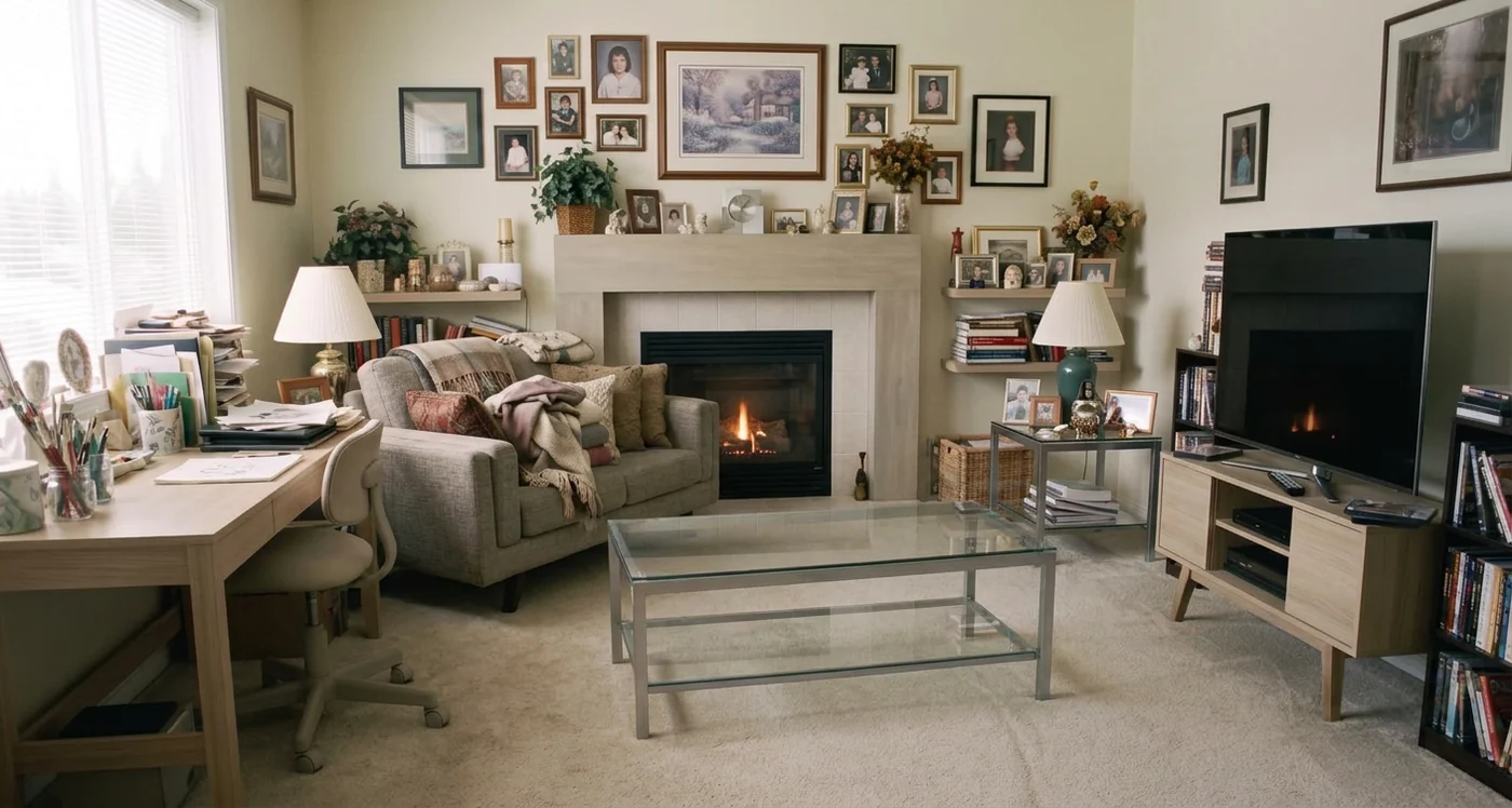 A cluttered room, cleared — after declutter